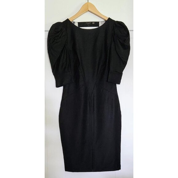 Ted Baker London Black Bodycon Midi Dress Size 1 - Picture 1 of 2